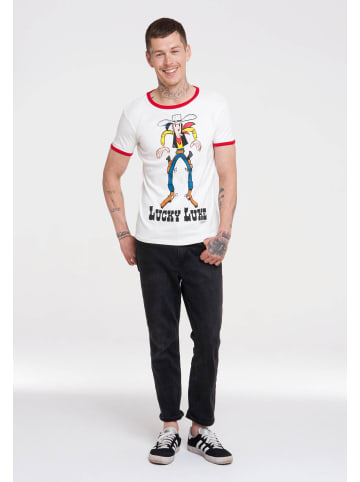 Logoshirt T-Shirt Lucky Luke in altweiss/rot