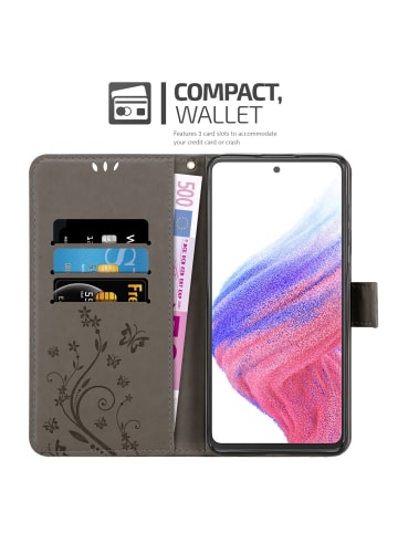 cadorabo Hülle für Samsung Galaxy A53 5G Blumen Design in FLORAL GRAU