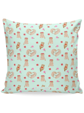 Mr. & Mrs. Panda kissen für sofa Otter Herz ohne Spruch in Türkis