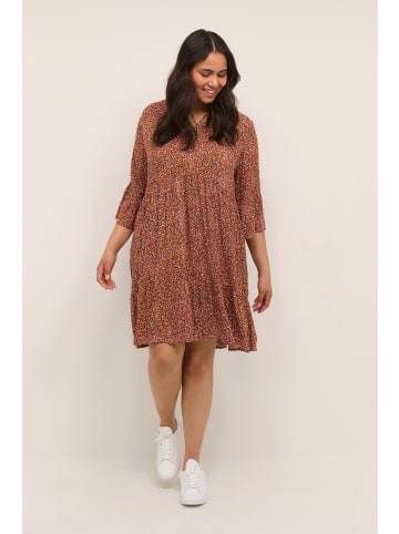 KAFFE curve Kleid KCherana in Orange - Black/Chalk Leo