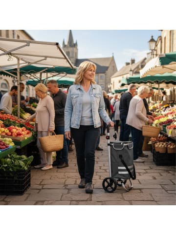 relaxdays Einkaufstrolley in Grau - 45 l