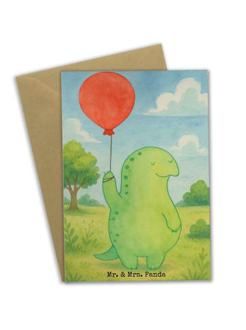 Mr. & Mrs. Panda Klappkarte Schildkröte Luftballon Design ohne S... in Weiß