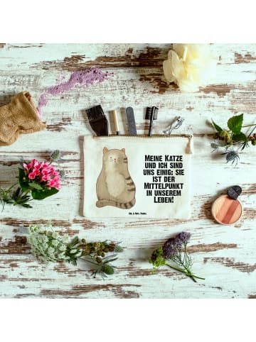 Mr. & Mrs. Panda kosmetiktäschchen Katze Sitzen mit Spruch in Weiß