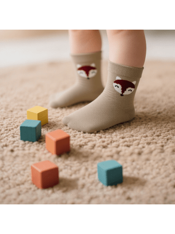 Yalion 3er-Set: Weiche Socken Vollplüsch Fuchs in Beige 