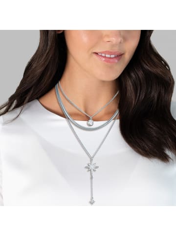 Lulu & Jane Kette Glas weiß in silber