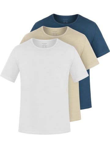 normani 3er Set Herren T-Shirts aus Bio-Baumwolle Nyons in Beige/Marine/Weiß