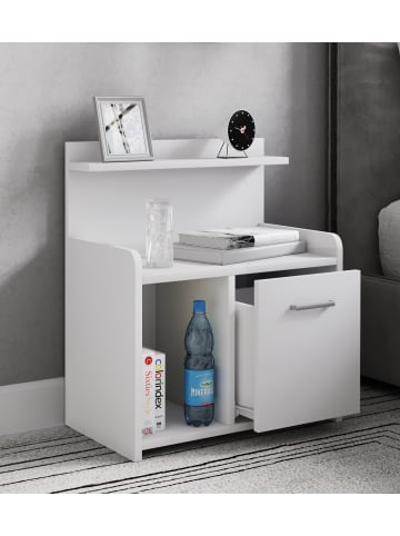 VCM  XL Hoher Nachtschrank Nachttisch Schublade Nilasa in Weiß