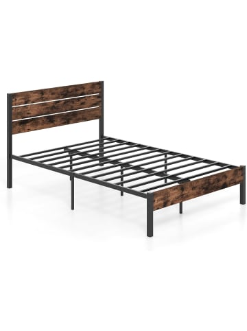 COSTWAY Metallbett Bettgestell für 200 x 140 cm Matratze in Braun