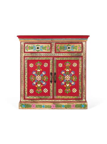 Giner y Colomer Handbemaltes Sideboard aus Mangoholz mit 2 Schubladen und Türen in Multicolored