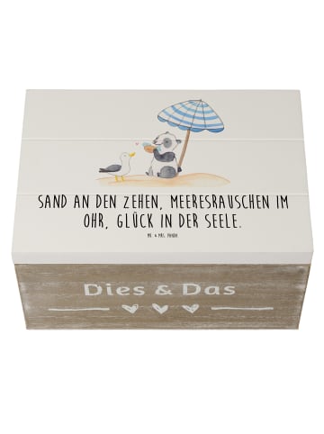 Mr. & Mrs. Panda Kiste Holz Sommer Meer Glück mit Spruch in Weiß
