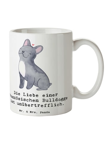 Mr. & Mrs. Panda Pott Französische Bulldogge Liebe mit Spruch in Weiß