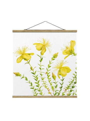 WALLART Stoffbild mit Posterleisten - Johanniskraut in voller Blüte in Gelb