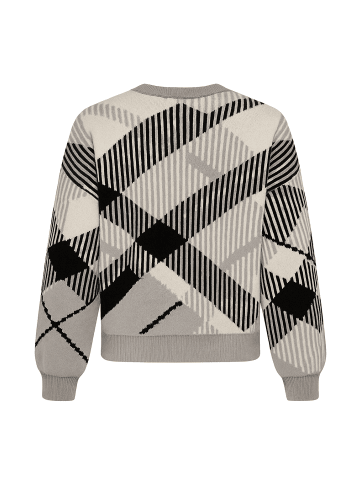 Noisy may Stylischer Oversize Karierter Pullover mit Rundhals Ausschnitt in Grau