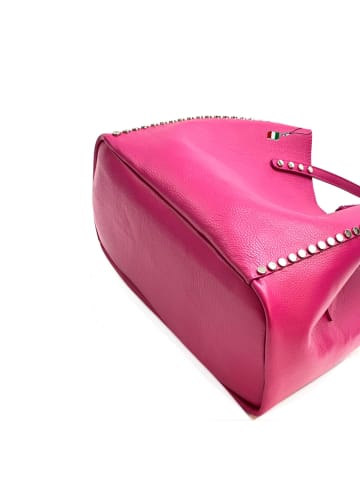 Florence Florence Schultertasche, Tote Bag Leder fuchsia, pink ca. 40cm