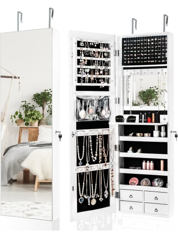 COSTWAY Schmuckschrank mit LED Beleuchtung in Weiß