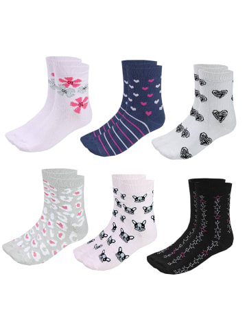 TupTam Kinder Socken Mädchen Jungen Bunt Gemustert 6er Pack in schwarz/rosa