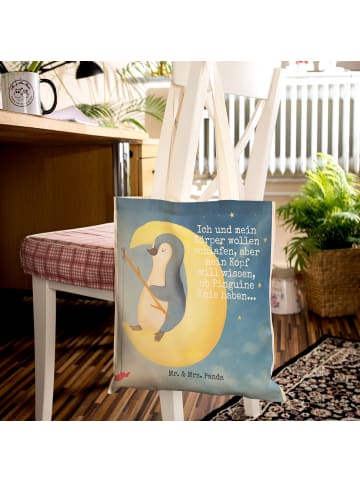 Mr. & Mrs. Panda Umhängetasche Pinguin Mond Design mit Spruch in Weiß