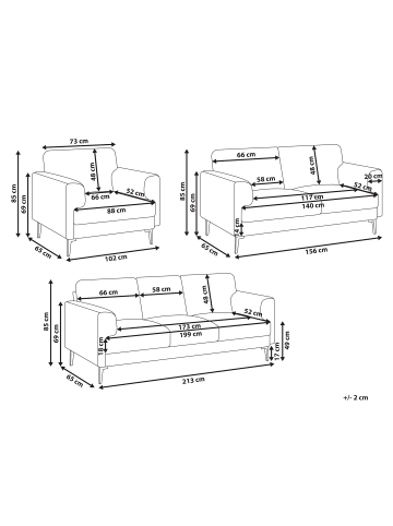 Beliani 3-tlg Sitzgruppe LOUSTO in Braun/Schwarz