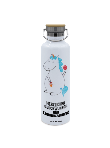 Mr. & Mrs. Panda Trinkflasche Einhorn Baby mit Spruch in Weiß