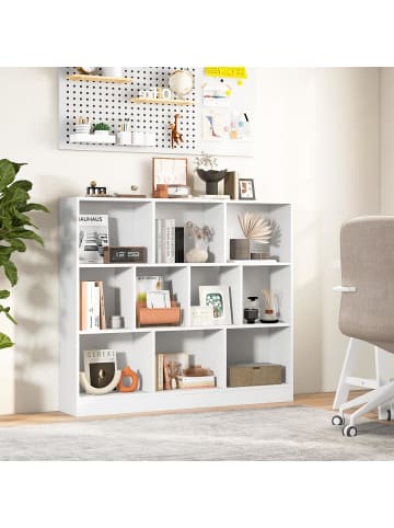 COSTWAY Bücherregal mit 10 Fächern 120 x 24 x 104 cm in Weiß