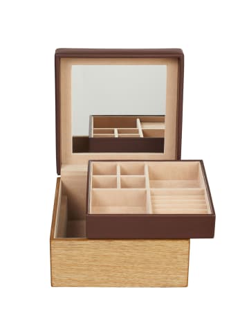 Windrose Wood Schmuckkoffer Leder 18 cm braun