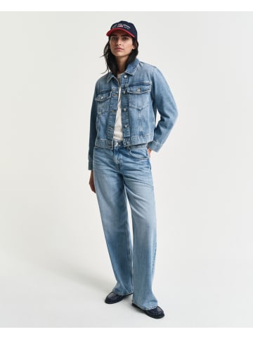 Gant Kurze Jeansjacke in Mid Blue Broken In