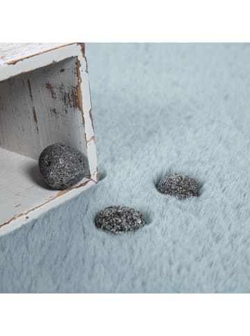KADIMA DESIGN Hochflor Teppich Unifarben schmutzabweisend in Türkis