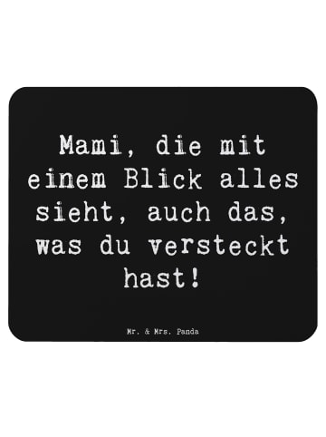 Mr. & Mrs. Panda Mauspad Mami Superkraft mit Spruch in Schwarz