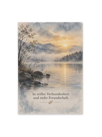 Trauerkarte See würdevoll Design mit Spruch in Weiß