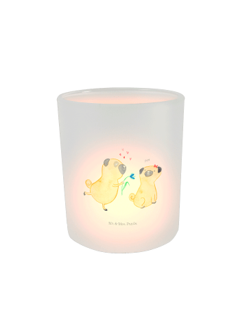 Mr. & Mrs. Panda Windlicht aus Glas Mops Verliebt ohne Spruch in Transparent