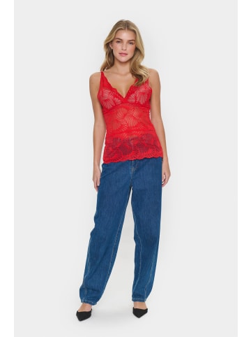 SAINT TROPEZ Jerseytop DaisySZ Gerade Passform in Flame Scarlet