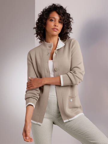 creation L Modal-Baumwoll-Wende-Strickjacke in sesam-weiß