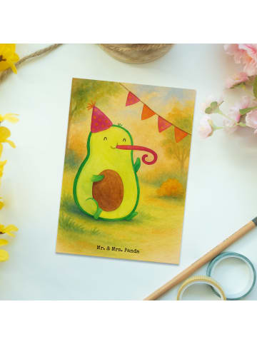 Mr. & Mrs. Panda Postkarte Avocado Geburtstag Design ohne Spruch in Weiß