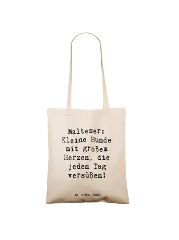 Mr. & Mrs. Panda Shopping Tasche Spruch Malteser Herz mit Spruch in Creme