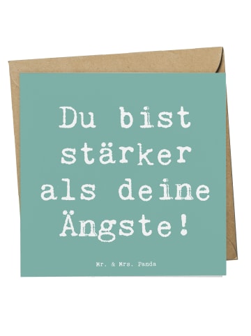 Mr. & Mrs. Panda Einladungskarte Spruch Angst überwinden mit Spruch in Meeresbrise