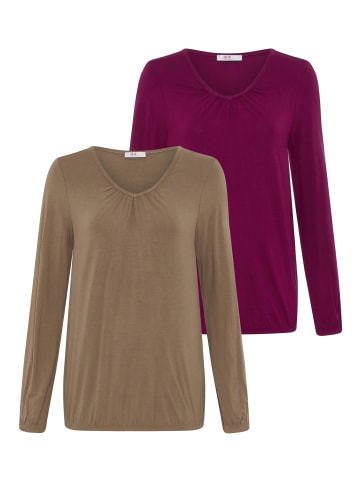 FLASHLIGHTS Langarmshirt in bordeaux, sand