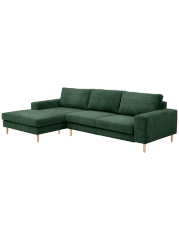 58 aufm Kessel SOFA mit Longchair links Kaylynn Cordstoff dunkelgrün