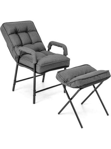 COSTWAY Relaxsessel mit Hocker & Liegefunktion in Grau