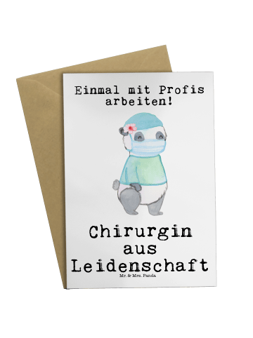 Mr. & Mrs. Panda Grußkarte Chirurgin Leidenschaft mit Spruch in Weiß