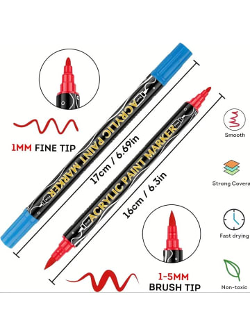 ARTNANAS 72er Acryl-Farbstift-Set mit Doppelspitze – Für Stein, Holz, Glas 