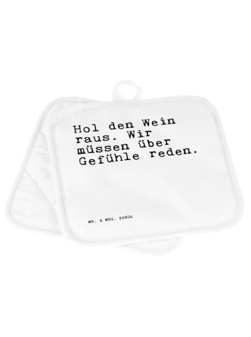 Mr. & Mrs. Panda Topfuntersetzer Hol den Wein raus.... mit Spruch in Weiß