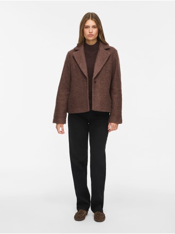 Vila Boucle Jacke mit Fly-Away Kragen in Coffee Bean