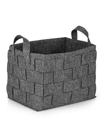 N8WERK Aufbewahrungskorb Filz 35cm dunkelgrau mit Henkel grau