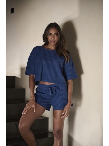 LASCANA Shorts in blau-meliert