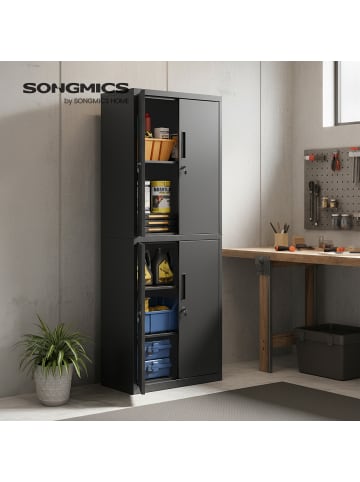 SONGMICS Aktenschrank Berend in Schwarz - (B)80 x (H)180 x (T)40 cm