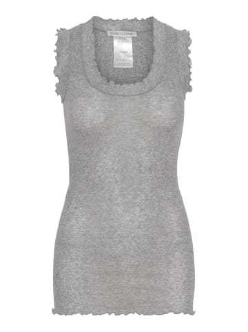 Seamless Basic Top Flounce in Grey Melange