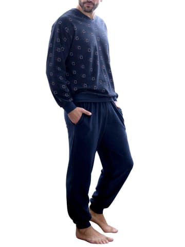 NORMANN Frottee Pyjama lang Bündchen - 48157 in marine