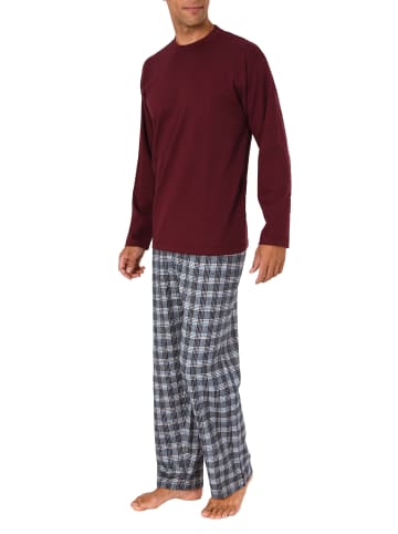 NORMANN Schlafanzug Pyjama lang Flanell Hose - 37998 in rot