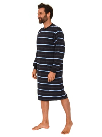NORMANN Frottee Nachthemd langarm Bündchen - 81134 in blau