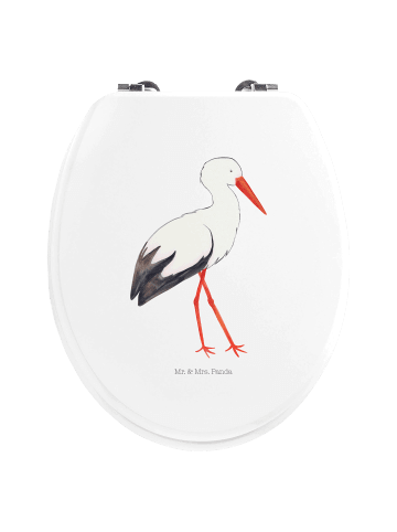 Mr. & Mrs. Panda Klodeckel Storch ohne Spruch in Weiß